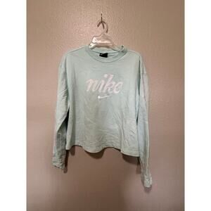 Cute! Women’s Mint Tie-Dye Look Green Nike Crop Cropped Sweatshirt, size 1X XXL